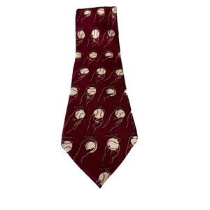 Josh Bach Mens Silk Tie Burgundy Baseball Pitcher Slider Fastball Funny Sporty